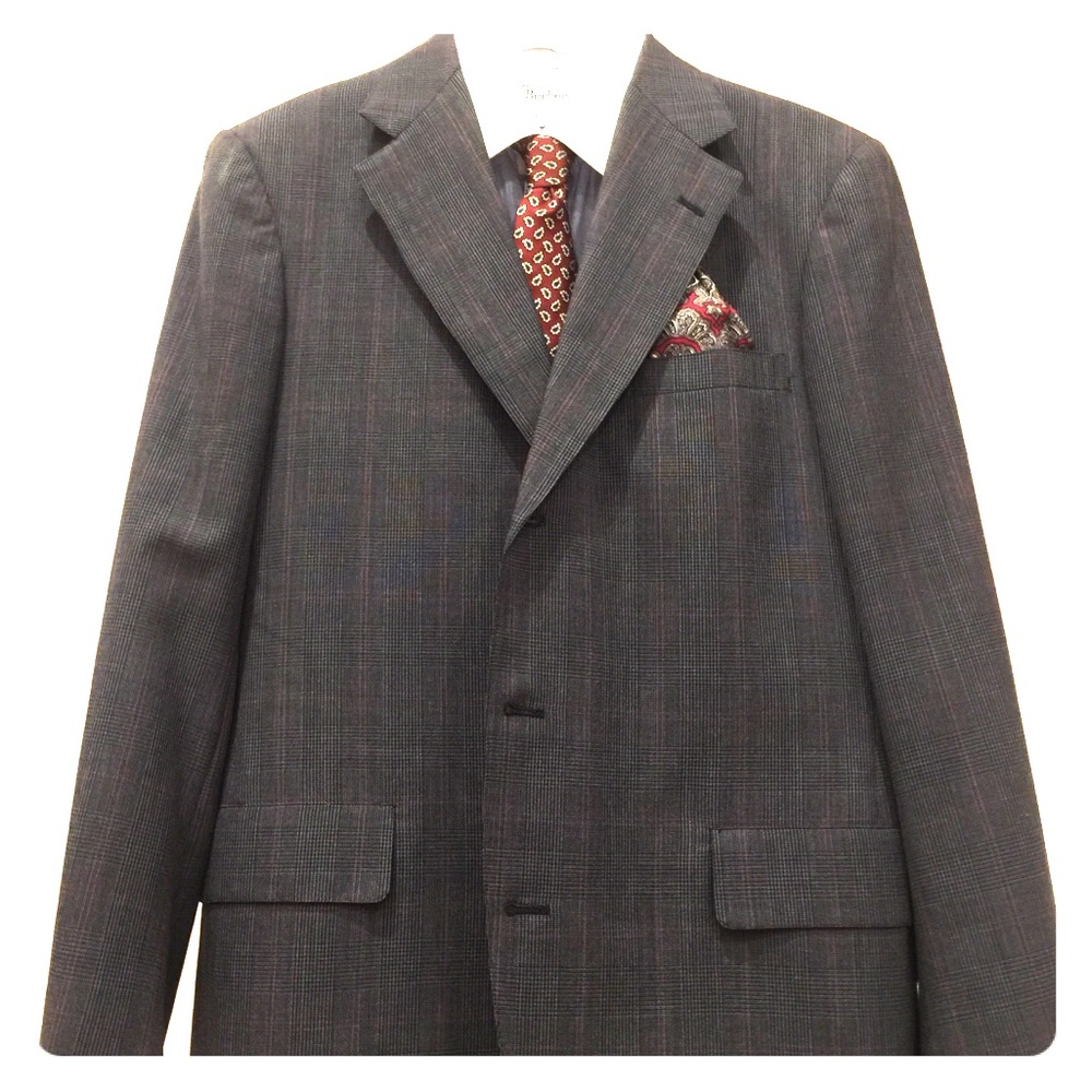 Southwick 3B Men’s Suit, 42R, Grey/Blue Glen Plaid